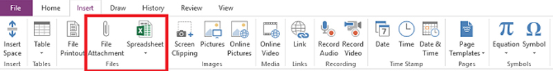 در وان نوت امکان پیوست فایل‌ها (Embedding Files) به اکسل وجود دارد.